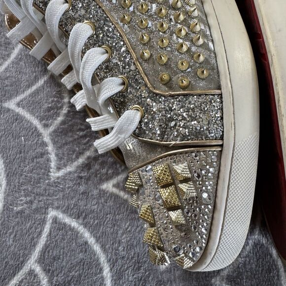 Christian Louboutin High Top Sneaker Flat Spikes Crystals Stra Men\'s Sz EU43 main image 12